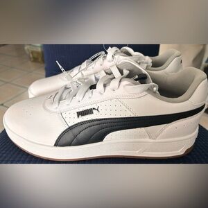 Puma Men Court Ravine Classic White/Black  Leather Sneaker